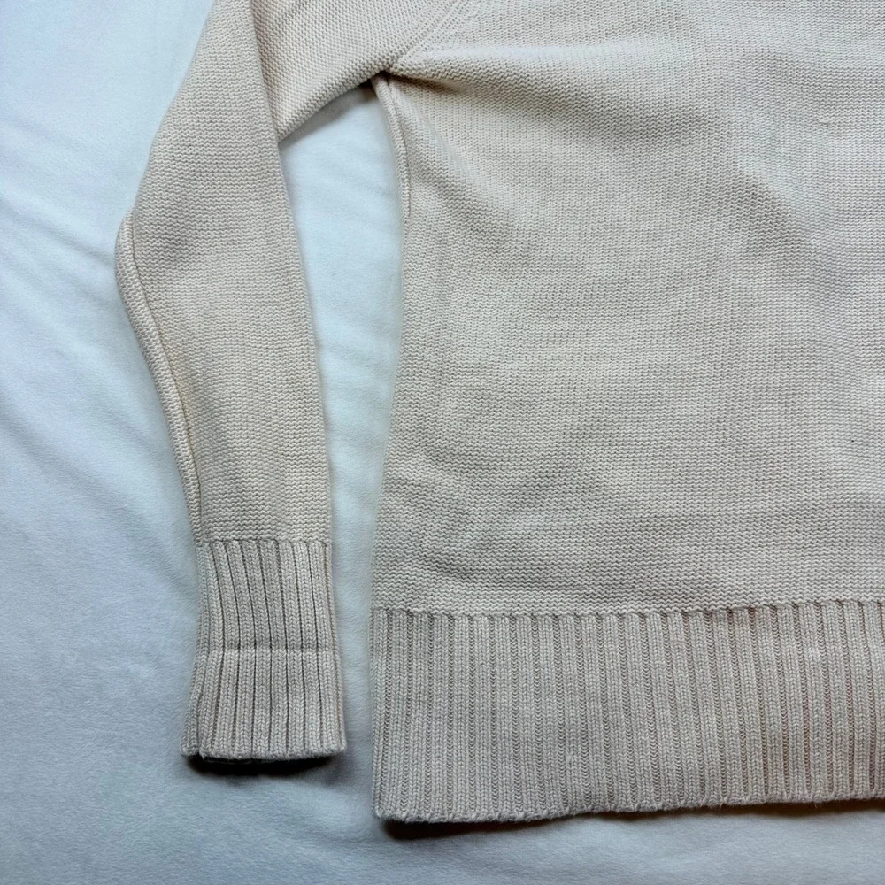 Lucky Brand Cream Shawl Collar Button‎ Front Cotton Knit Cardigan Sweater Small